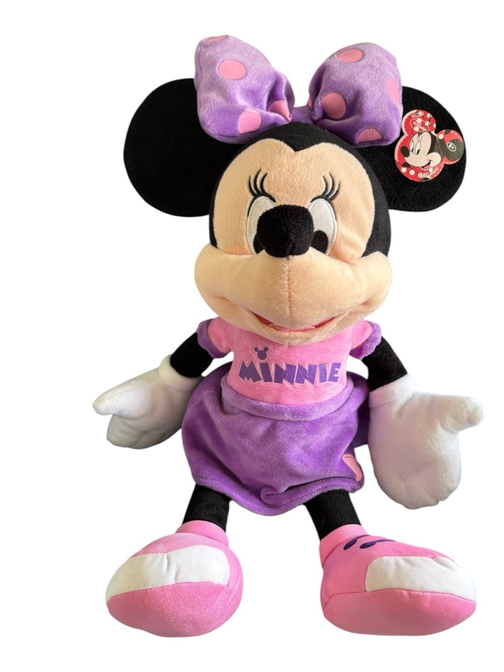 Vintage Minnie Mouse Stuffed Toy By Disney 24 Inches Pink & Purple Outfit Stuffy